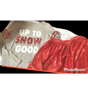 Cat & jack sequins skirt 14/16 justice 16 top holiday christmas